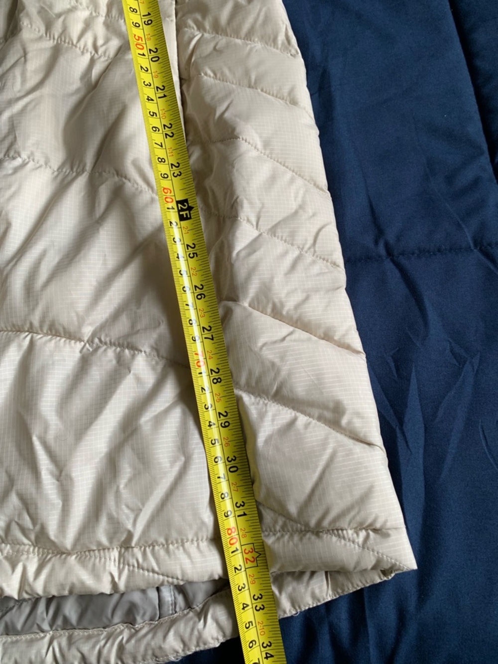 Columbia Women's Light Cream Long Puffer Hooded Coat  Jacket Size Large - Picture 8 of 8